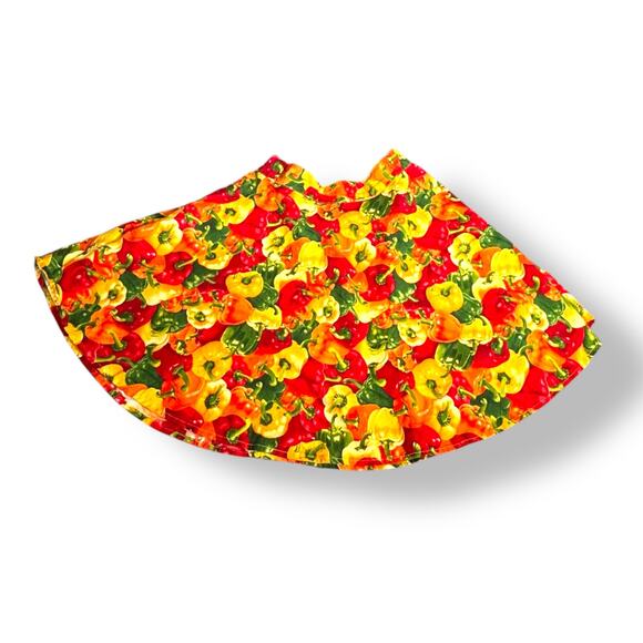 Retrolicious Bell Pepper Print Skater Mini Skirt Colorful Veggie Cotton Medium - Picture 1 of 9